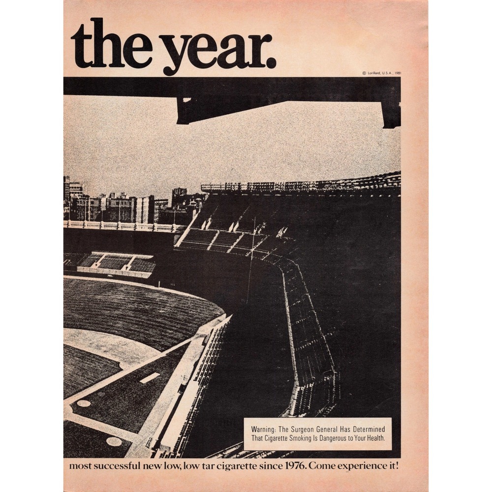 Vintage 1981 Kent III Cigarettes Print Ad Rookie of the Year Baseball Stadium - Picture 2 of 3